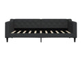 Daybed with trundle and drawers, black, 90x190 cm, fabric