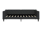 Daybed with trundle and drawers, black, 90x190 cm, fabric