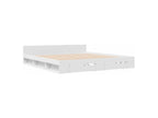 Bed frame with drawers, white, 200x200 cm, engineered wood