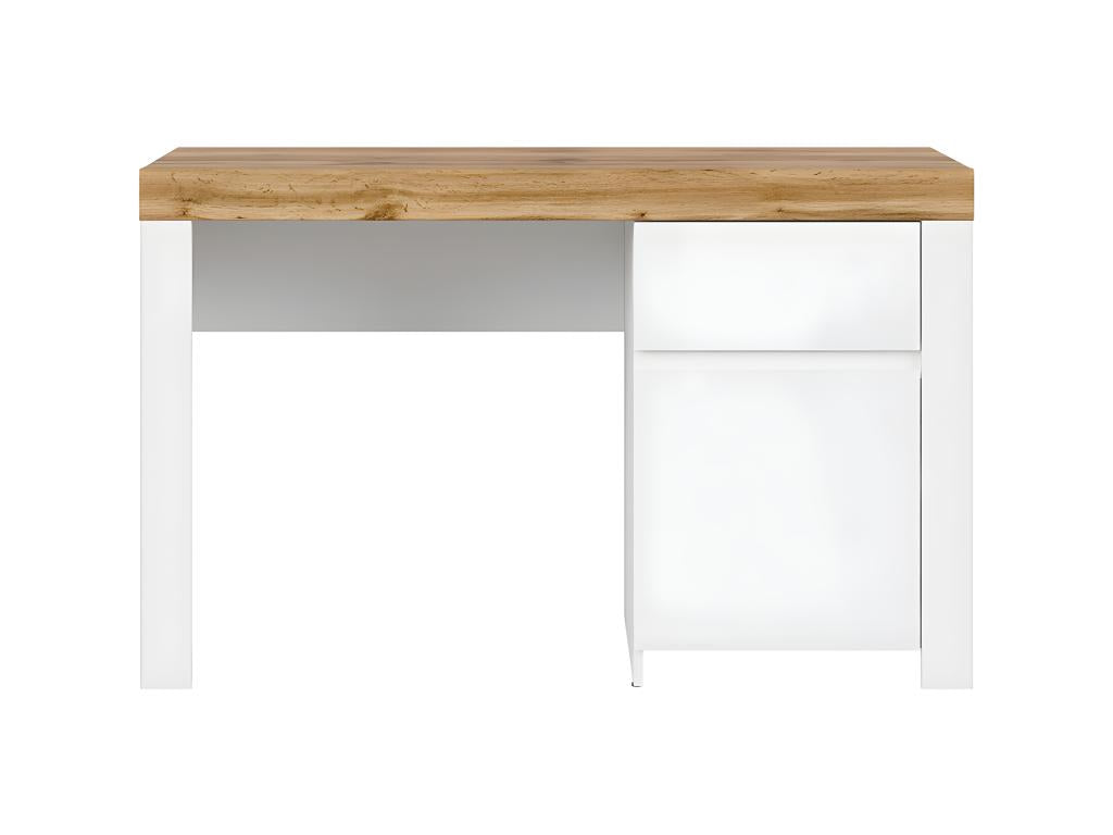 Desk with 1 door and 1 drawer, Vertchez White and Wood