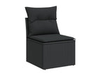8-piece garden furniture set with cushions, black woven resin