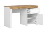 Desk with 1 door and 1 drawer, Vertchez White and Wood