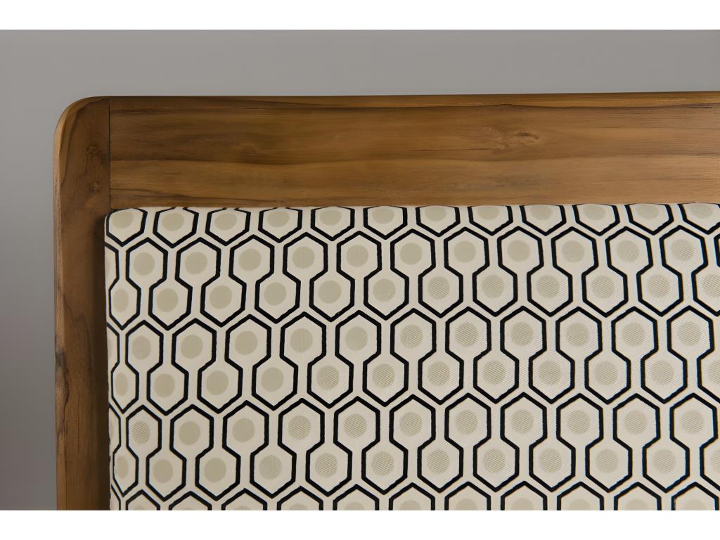 Vertchez - Hexagonal teak wood armchair with green fabric