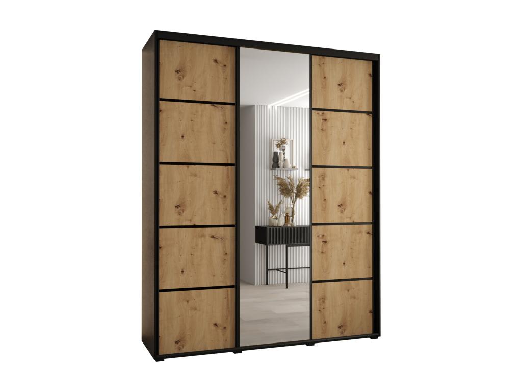 Vertchez 5-door sliding wardrobe, 235.2/180/60 cm, 3 doors, Black/Vertchez/Black