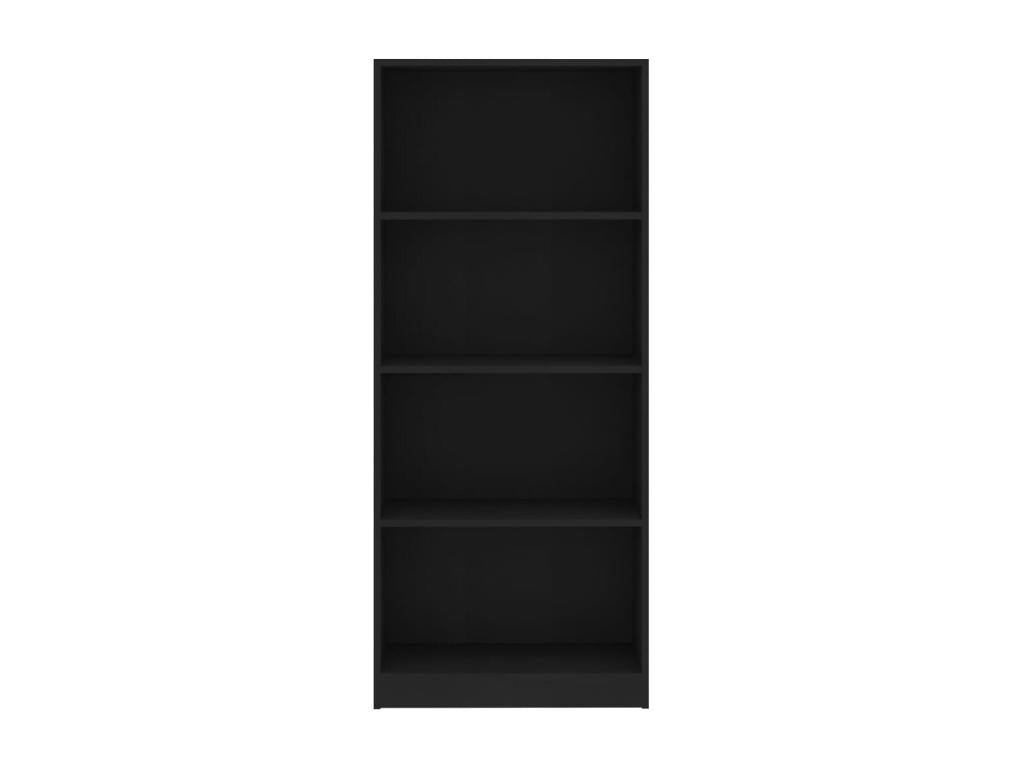 4-Tier Bookshelf, Black, 60x24x142 cm, Engineered Wood