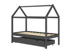 Children's cabin bed with a drawer, dark grey pine, 80x160