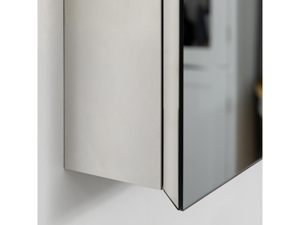 Wall-mounted mirror cabinet for bathroom/toilet, dimensions: 39L x 12W x 60H cm, stainless steel and glass