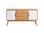 Vertchez vintage Scandinavian Nordic design sideboard, chest of drawers, dresser, 3 drawers, 2 doors, solid pine, stained/white wood finish