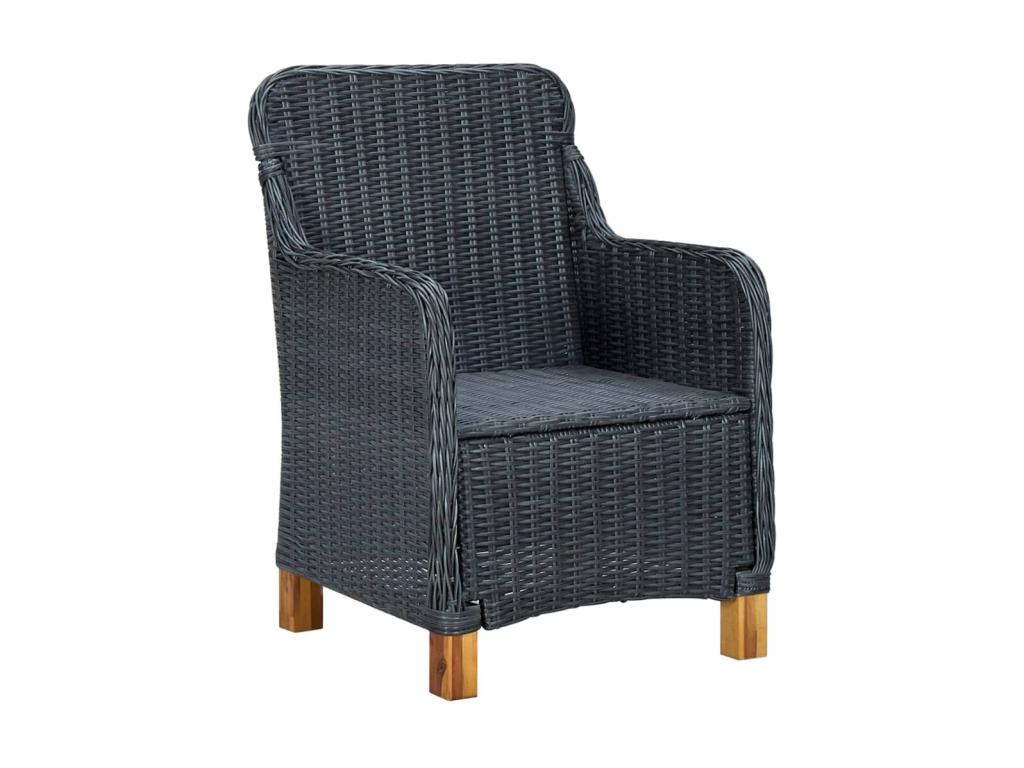 Garden chairs with cushions, 2 pcs, woven resin, dark grey