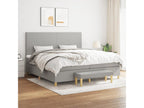 Upholstered bed base with mattress, light grey, 200x200cm, fabric