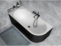 Black and white corner bathtub with gold siphon and drain included. Headrest - Vertchez S CLASS - LEFT - 170x75 cm