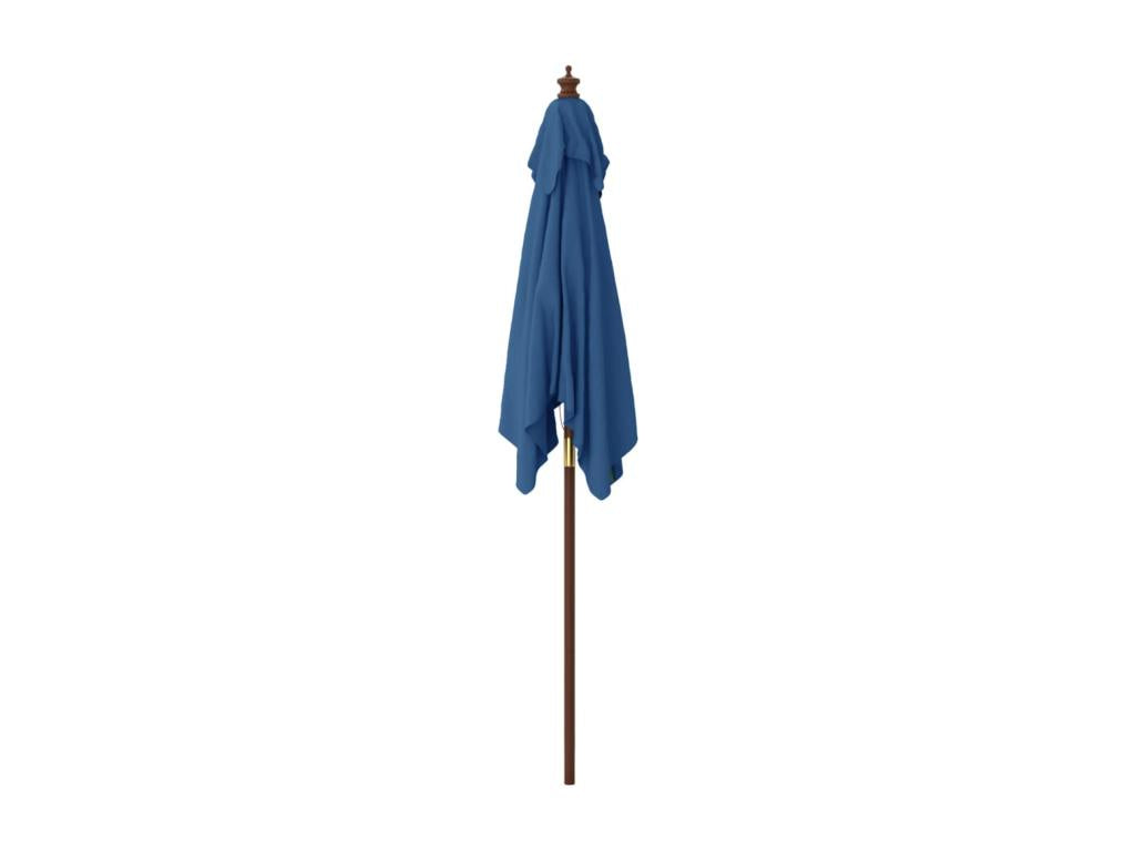 Garden parasol with azure blue wooden pole, 198x198x231 cm
