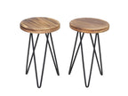 2x stool with table Vertchez-A80 industrial design set in natural wood