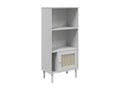 Vertchez bookcase with a white rattan-look finish and solid pine wood
