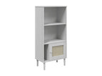 Vertchez bookcase with a white rattan-look finish and solid pine wood