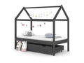Children's cabin bed with a drawer, dark grey pine, 80x160