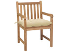 Set of 4 garden chairs and cushions, cream white, solid teak