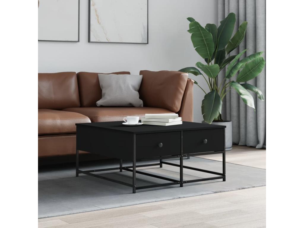 Black coffee table 80x80x40 cm engineered wood