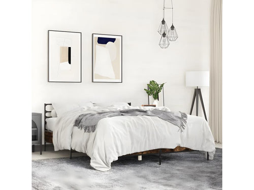 Smoked oak bed frame without mattress, 160x200 cm