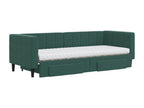 Daybed with trundle and drawers, dark green, 80x200cm, velvet