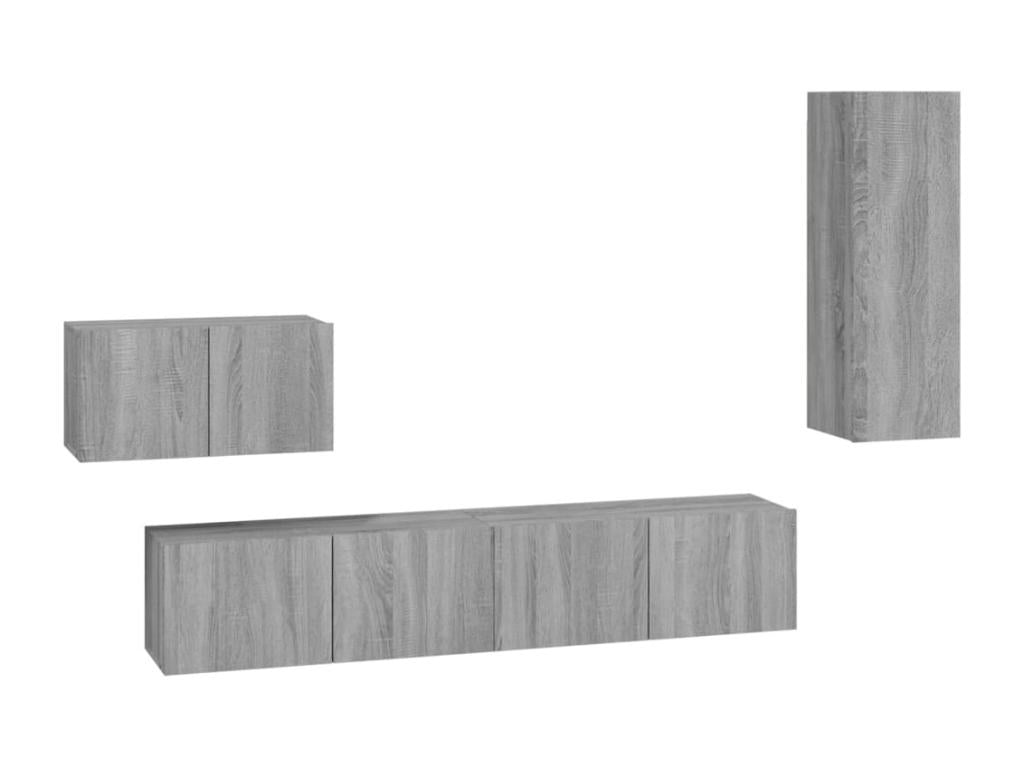 Vertchez 4-Piece TV Furniture Set, Grey Engineered Wood