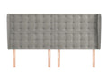 Headboard with wings, light grey, 183x23x118/128 cm, velvet