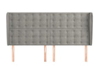 Headboard with wings, light grey, 183x23x118/128 cm, velvet
