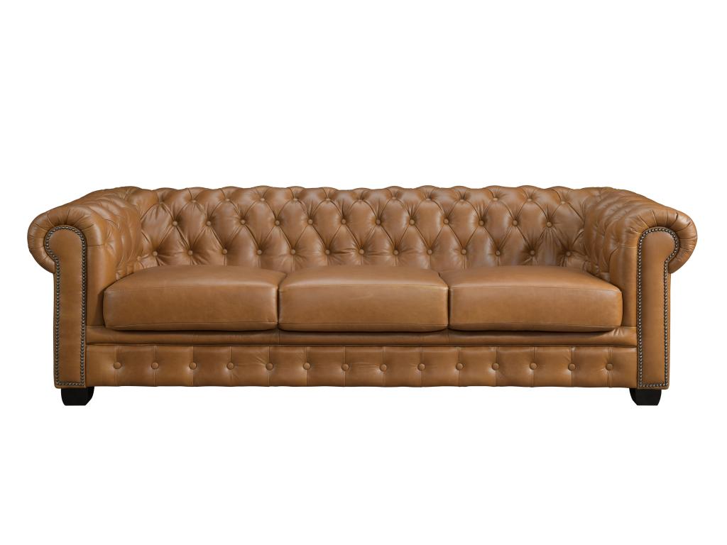 Vertchez 4-seater sofa in premium buffalo leather - Vintage Caramel
