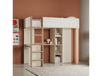 Loft bed with desk and wardrobe, 183 cm high - Vertchez
