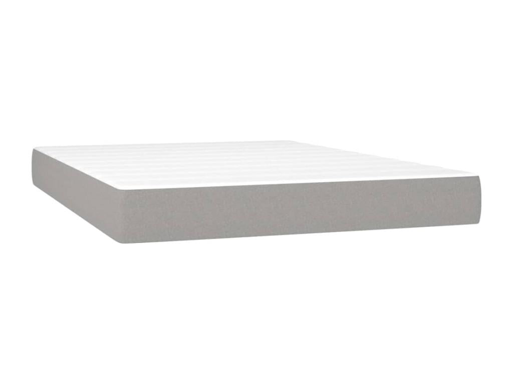 Upholstered bed base with mattress, light grey, 140x190cm, fabric