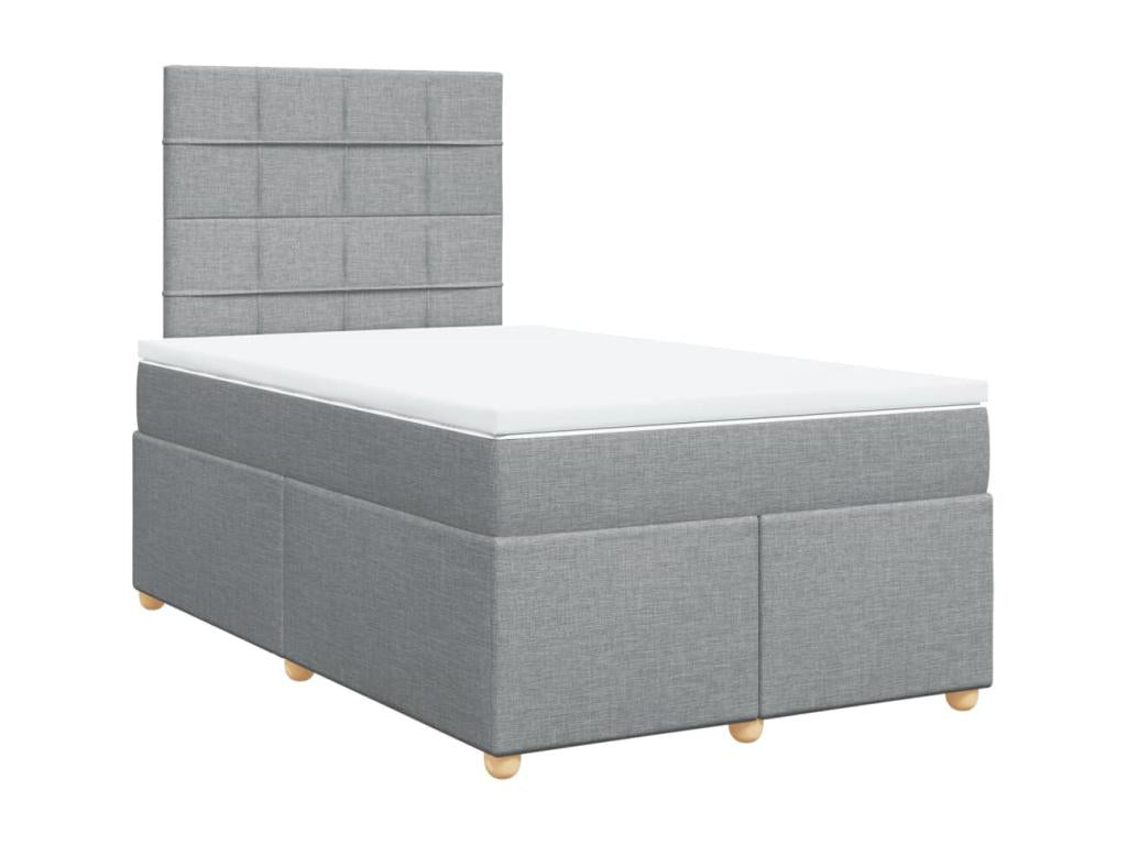 Bed base and light grey mattress 120x190 cm fabric in Vertchez