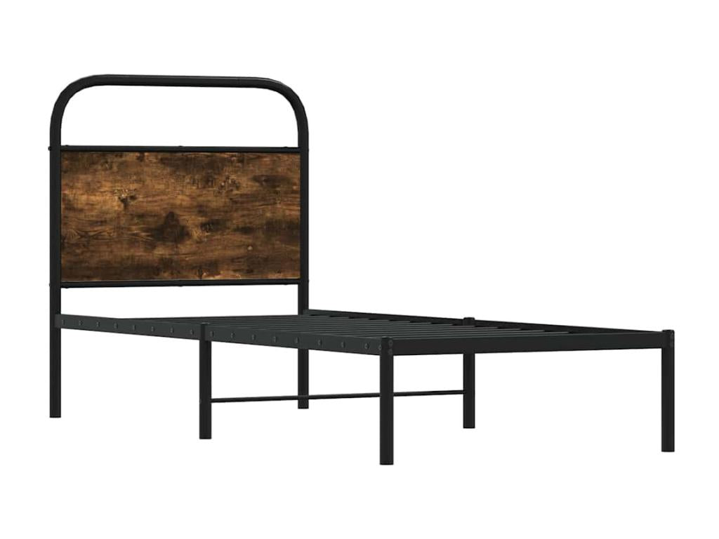 Bed frame without mattress, 80x200cm, smoked oak, engineered wood