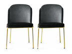 Set of 2 Kymil chairs, Gold Metal and Black Velvet