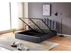 2-seater storage bed 140x190 cm Vertchez grey velvet