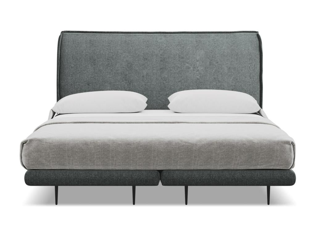 Upholstered bed with chenille fabric mattress 160x200 - graphite - Vertchez