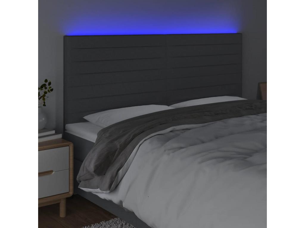 Dark Grey LED Headboard 180x5x118/128 cm Fabric