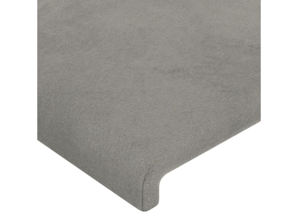 Light Grey LED Headboard 183x16x118/128 cm Velvet