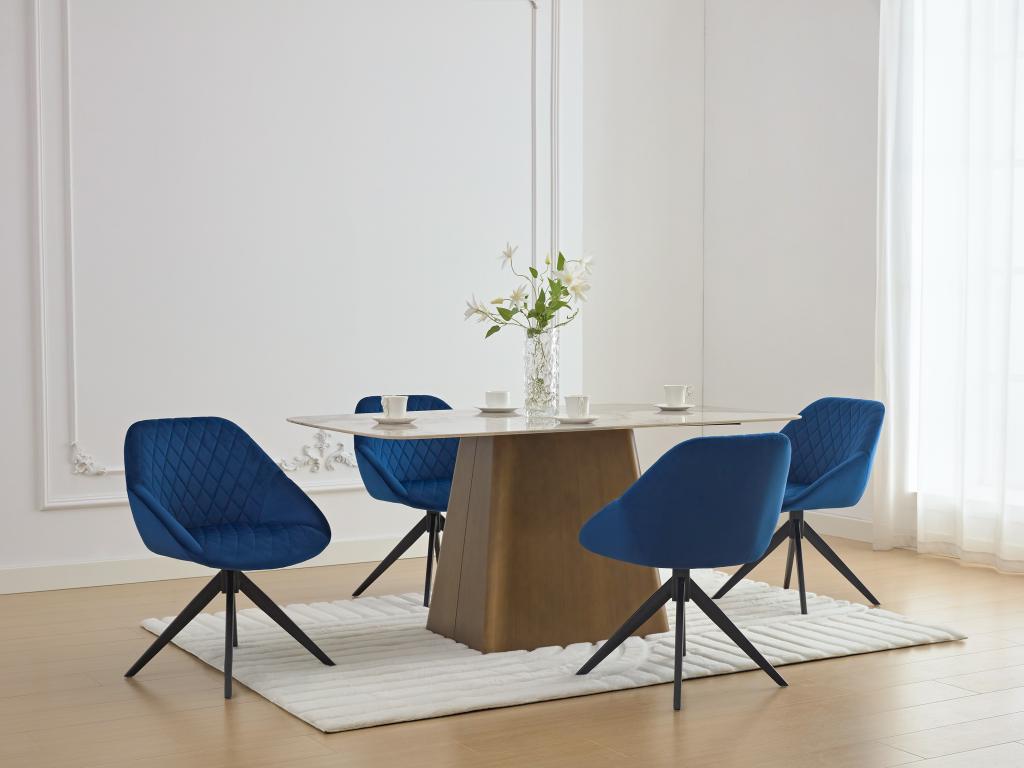 Swivel chair in velvet and black metal - Royal blue - PRICILE