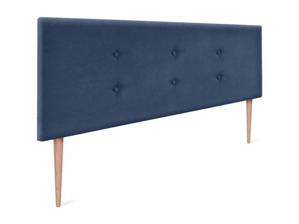 Vertchez Aqualine fabric headboard with 2 buttons, 160x105cm, with legs, for 150/160cm beds - Blue