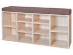 10-compartment shoe storage bench, oak color
