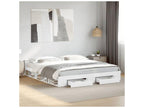 Bed frame with drawers, white, 200x200 cm, engineered wood