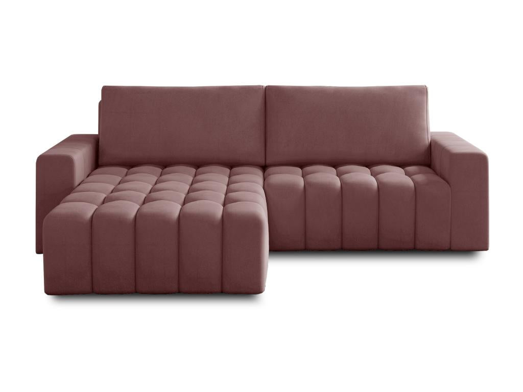 Greenchez 250cm quilted pink copper velvet designer convertible sofa with left-hand corner