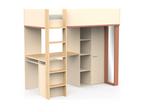 Loft bed with desk and wardrobe, 183 cm high - Vertchez