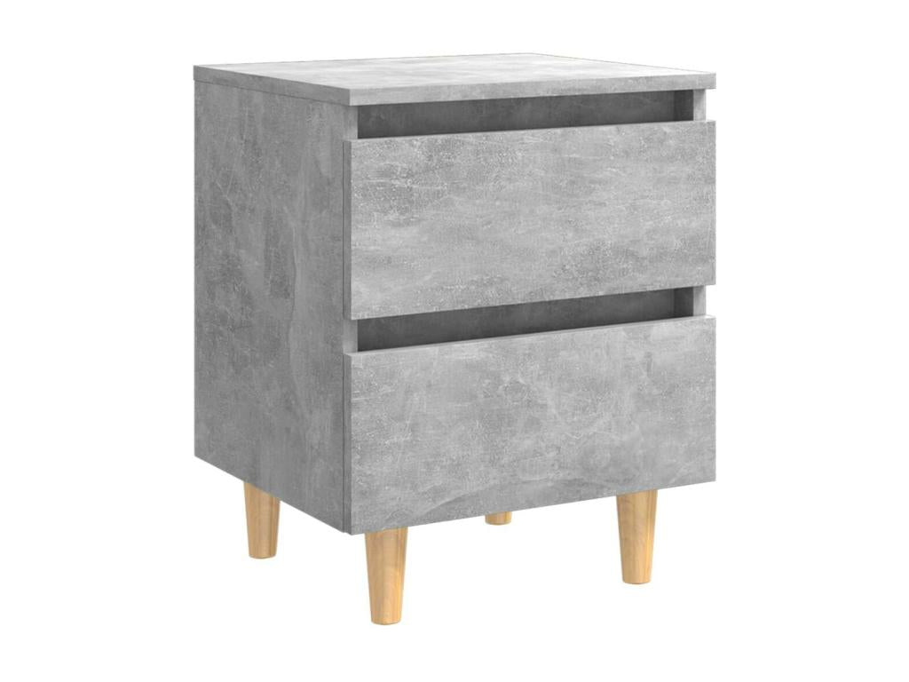 Bedside table with pine legs, concrete grey, 40x35x50