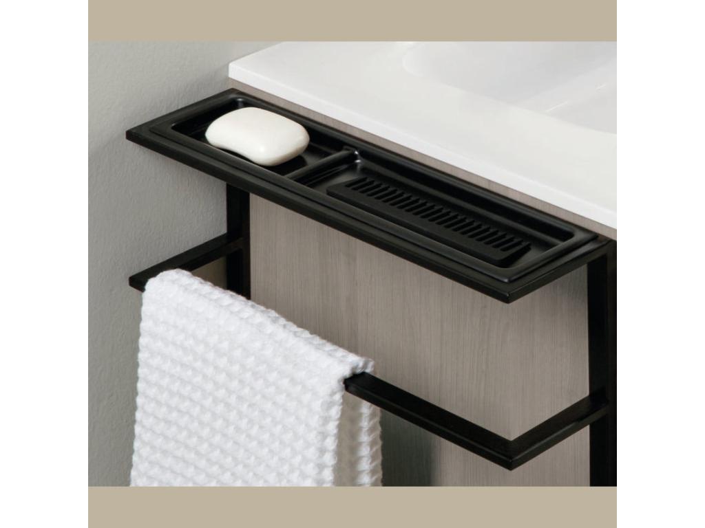 Vertchez 80cm Smoked Sandblasted Wood and Metal Bathroom Vanity Unit, Grey