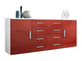 Matte white and high-gloss burgundy furniture, 166x72x35 cm