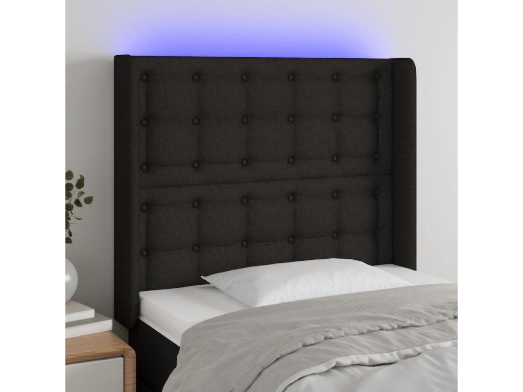 Black LED Headboard 93x16x118/128 cm Fabric