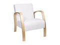 Vertchez - White Boucle Fabric Armchair with Wooden Armrests