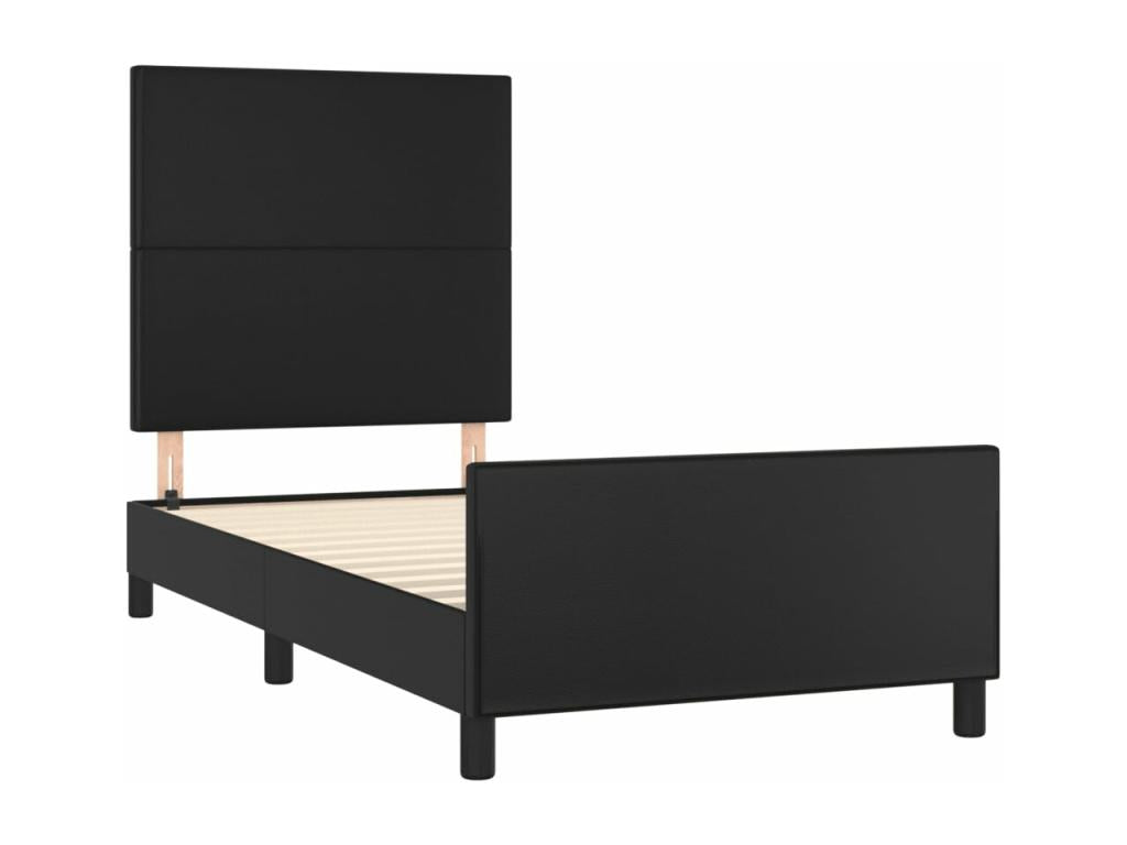 Bed frame with headboard, black, 80x200 cm, faux leather