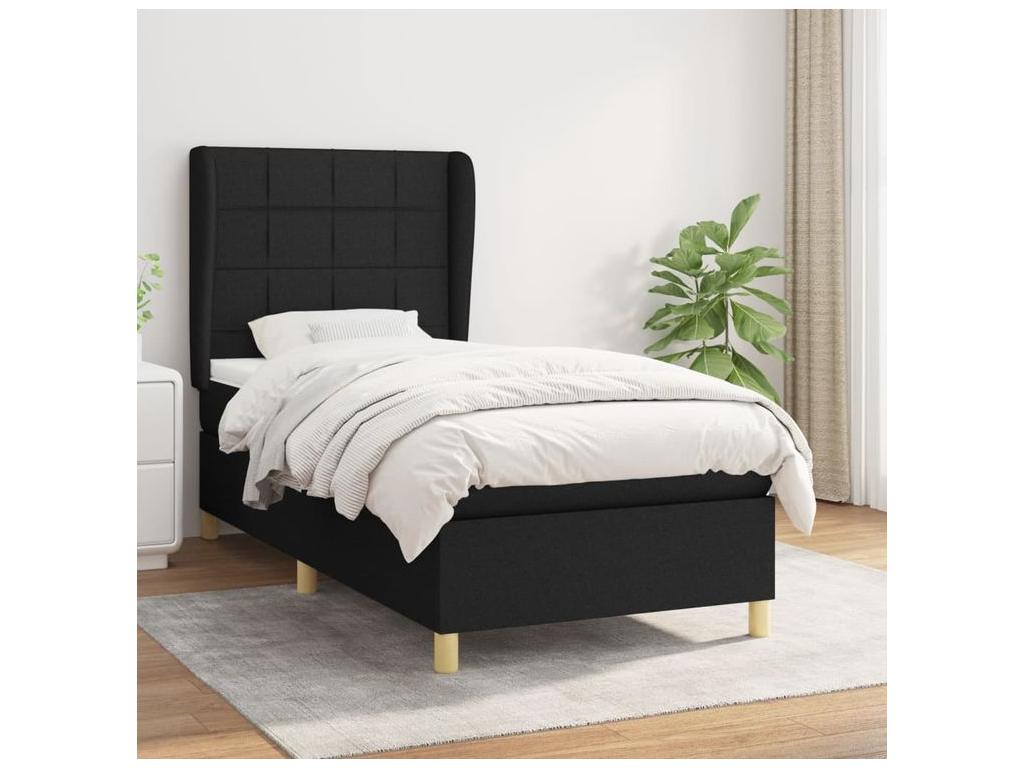 Bed base in Vertchez with black mattress 100x200 fabric